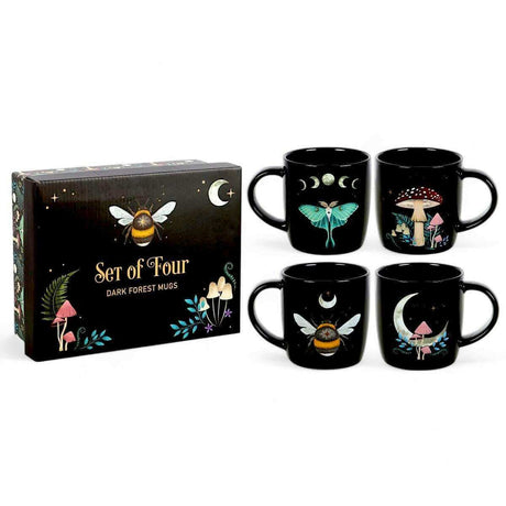 The Fashion Gift Shop: Dark Forest Set of 4 Mugs With Dark Forest Gift Box by Spirit of equinox, Mugs and Cups