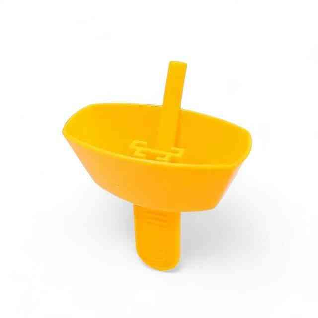 Yellow reusable popsicle holder with central peg and wide bowl