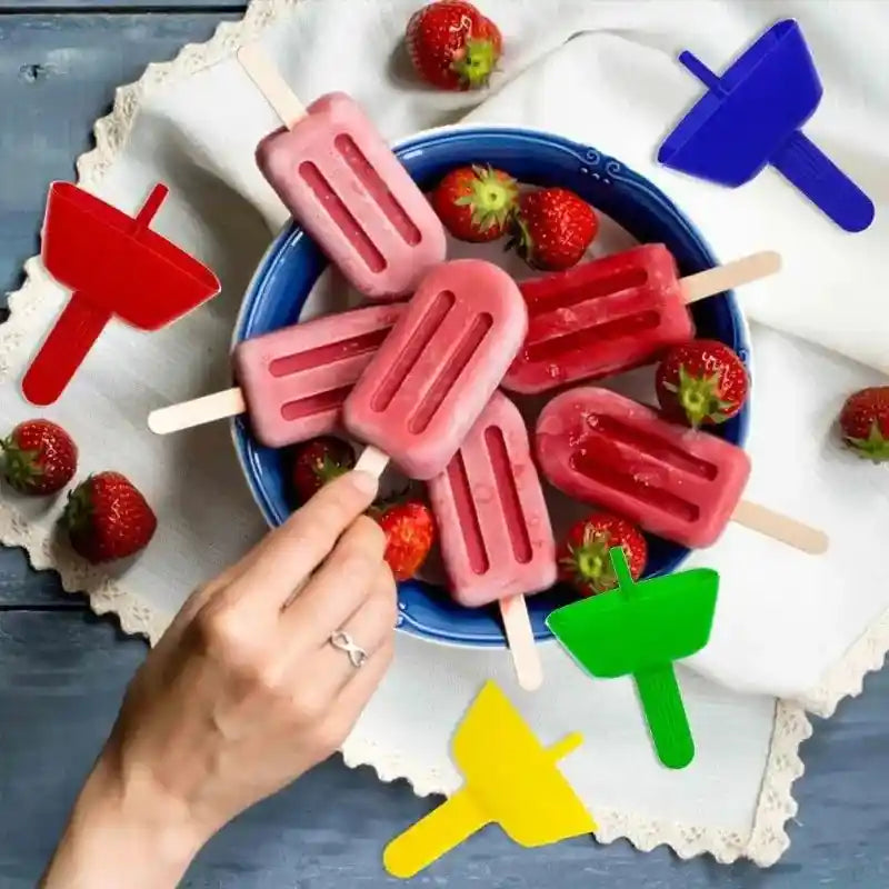 Reusable popsicle holders, pink drip-proof design with stick slots and tabs