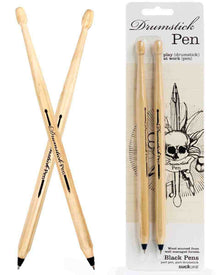 Drumstick pens set of 2, light wood drumstick-shaped bodies with black ink tips