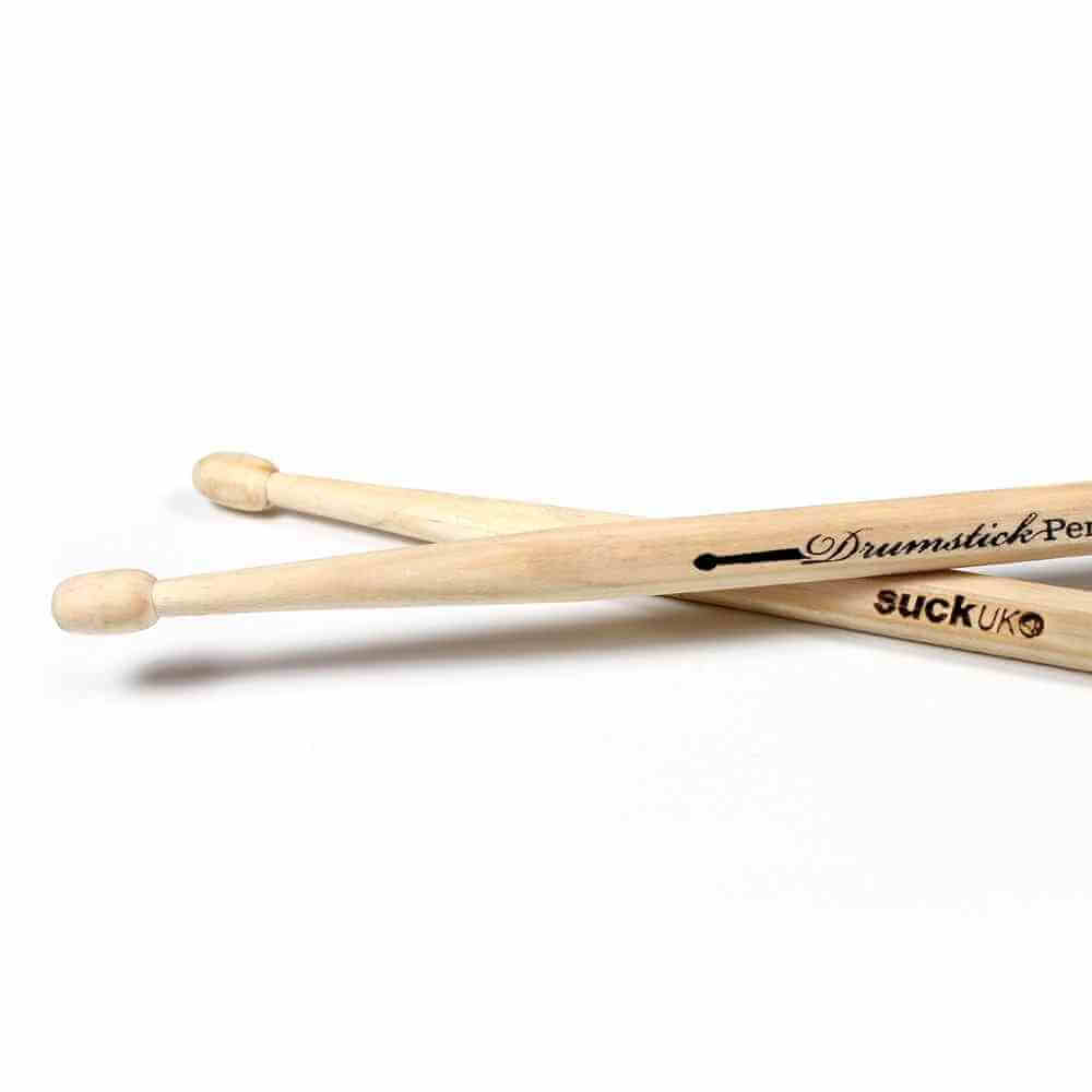 Drumstick pens set of 2, light wood drumstick-shaped pens with black ink tips