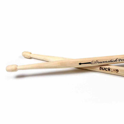 Drumstick pens set of 2, light wood drumstick-shaped pens with black ink tips