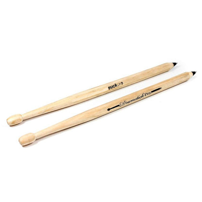 Drumstick pens set of 2, light wood drumstick-style pens with black ink tips