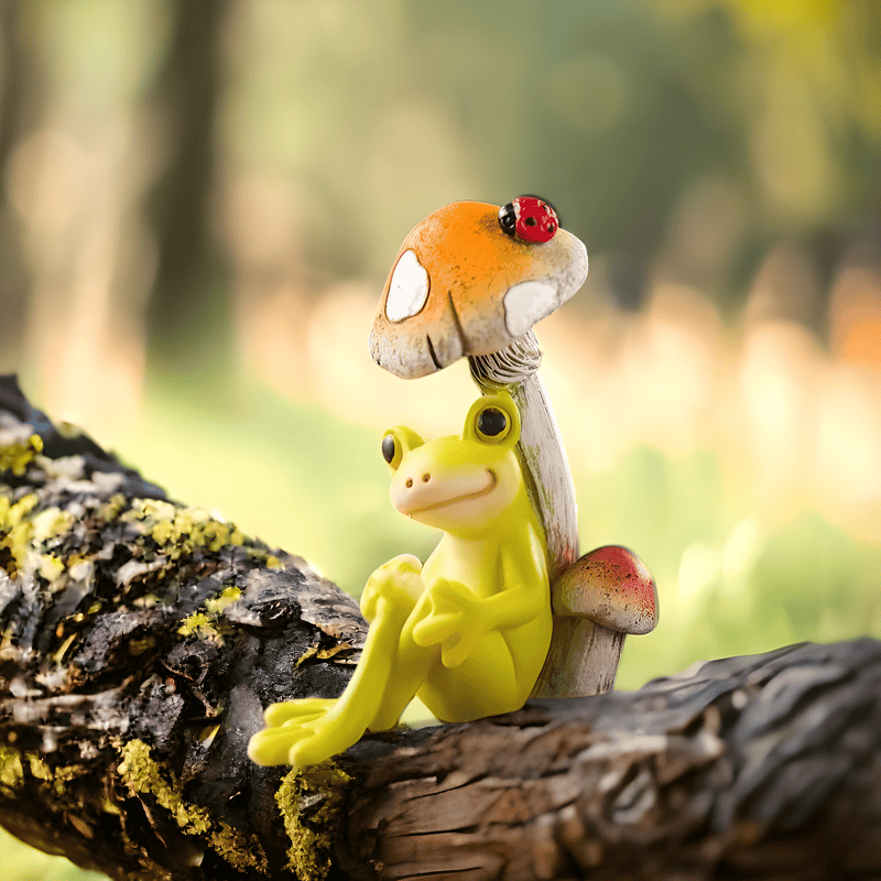 Miniature Fairy Garden Cute Frog On Mushroom