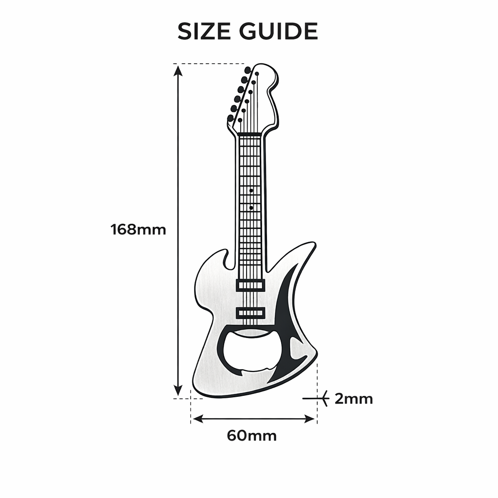 Luckies Rock Guitar Bottle Opener | Brushed Stainless Steel Pocket Opener