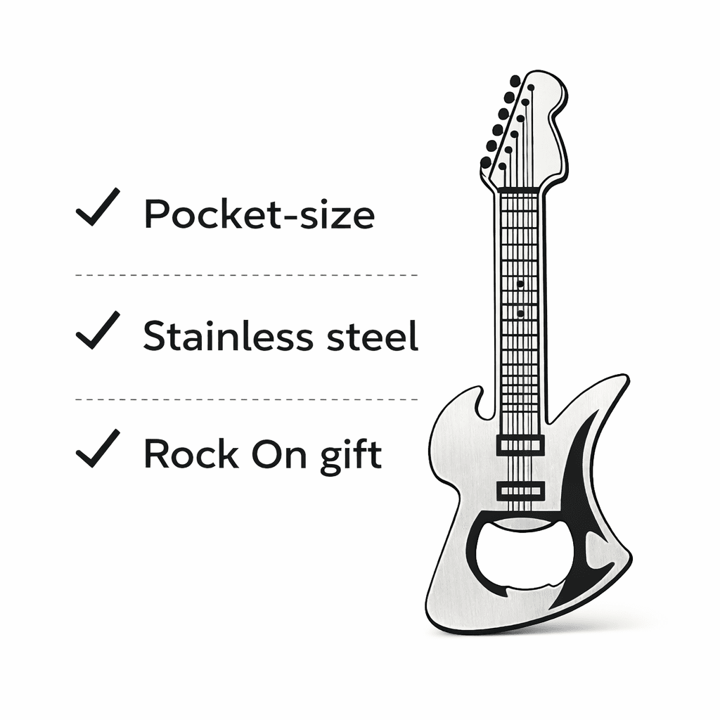 Guitar-shaped stainless steel pocket bottle opener icon