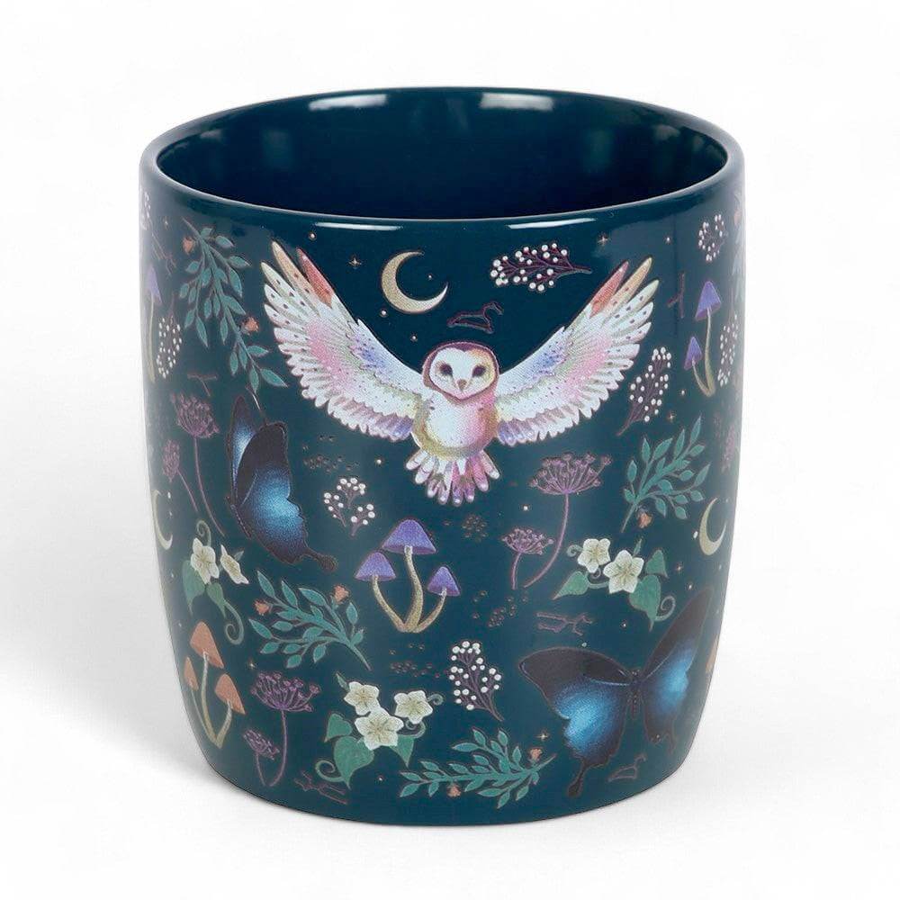Flying Owl - Crescent Moon and Forest Plants All Over Print Ceramic Mug by Jones Home & Gifts