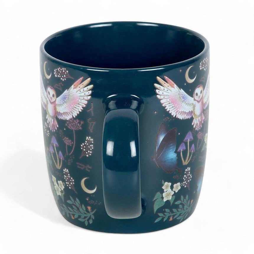 The Fashion Gift Shop: Flying Owl - Crescent Moon and Forest Plants All Over Print Ceramic Mug by Jones Home & Gifts, Mugs and Cups