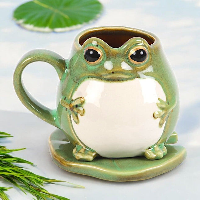 Frog Shaped Mug and Lily Pad Saucer - Mugs and Cups by Sass & Belle