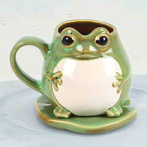 The Fashion Gift Shop: Cute Frog Shaped Mug and Lily Pad Saucer for Frog Lovers 🐸 by Jones Home & Gifts, Mugs and Cups