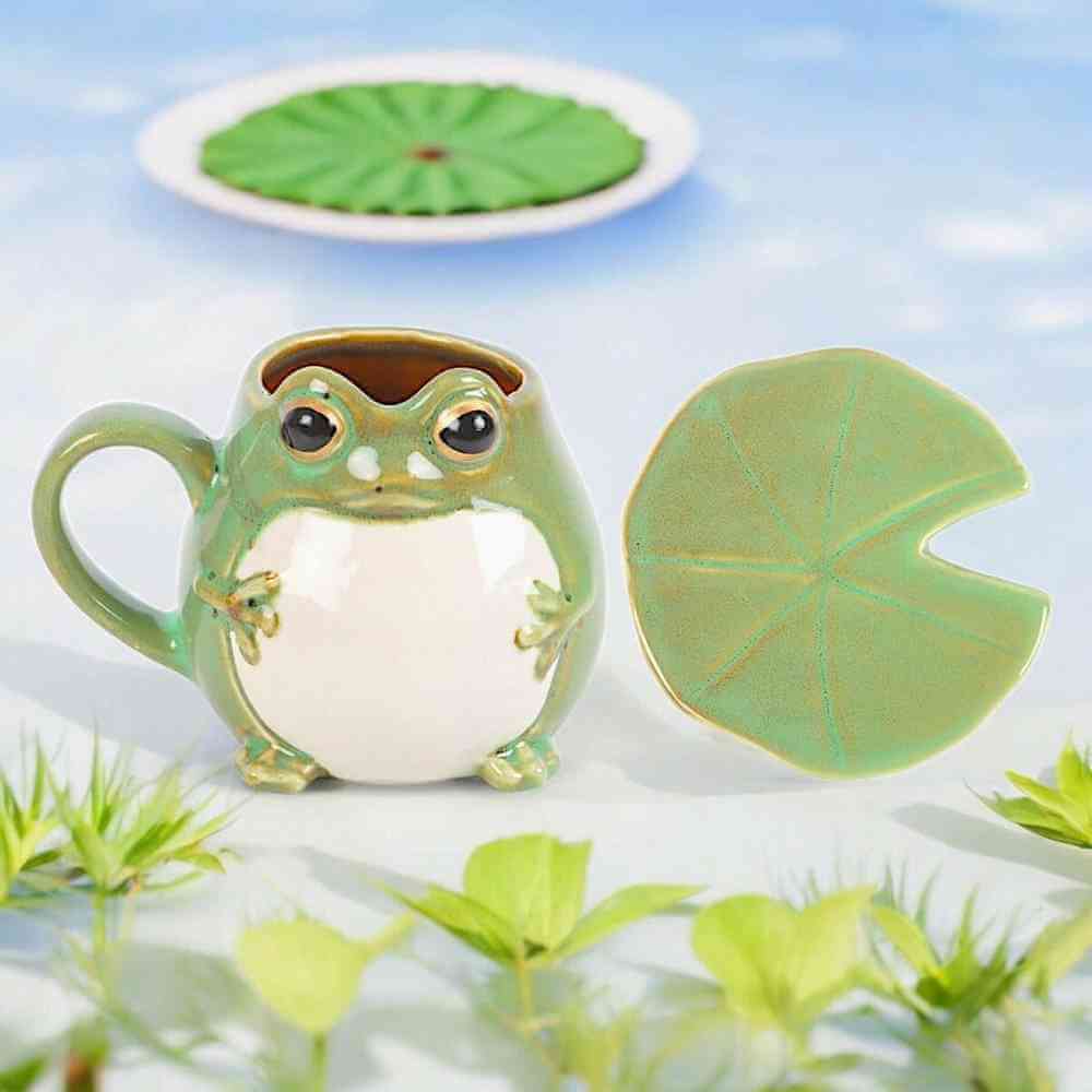 Cute Frog Shaped Mug and Lily Pad Saucer for Frog Lovers 🐸 by Jones Home & Gifts