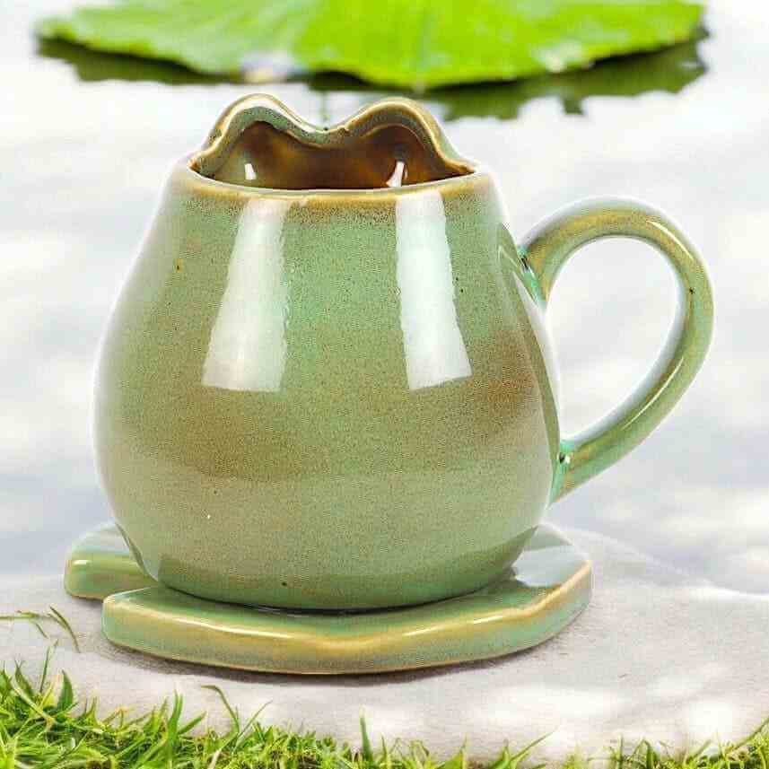 Cute Frog Shaped Mug and Lily Pad Saucer for Frog Lovers 🐸 by Jones Home & Gifts