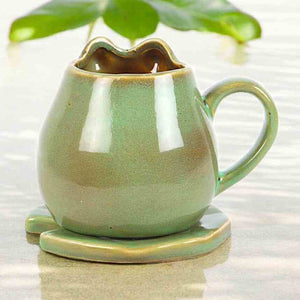 The Fashion Gift Shop: Cute Frog Shaped Mug and Lily Pad Saucer for Frog Lovers 🐸 by Jones Home & Gifts, Mugs and Cups