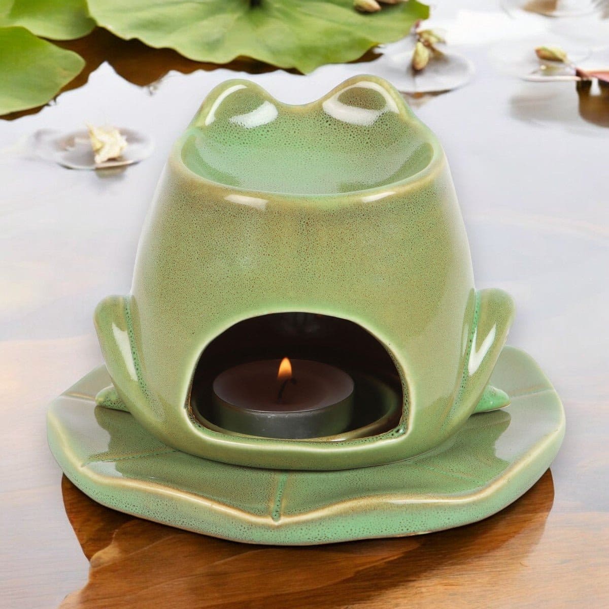 Frog Shaped Oil Burner and Wax Melter on Lily Pad - Oil Burner & Wax Melters by Jones Home & Gifts