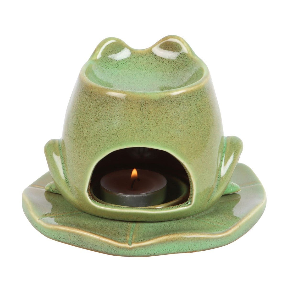 Frog Shaped Oil Burner and Wax Melter on Lily Pad.