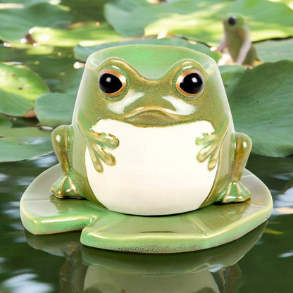 Frog Shaped Oil Burner and Wax Melter on Lily Pad.