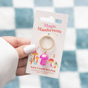 Funky Fungi Aura Crystal Mushroom Keyring, Blue, Orange, Pink