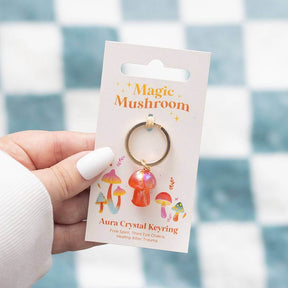 Funky Fungi Aura Crystal Mushroom Keyring, Blue, Orange, Pink by Funky Fungi