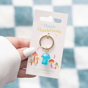 The Fashion Gift Shop: Funky Fungi Aura Crystal Mushroom Keyring, Blue, Orange, Pink by Funky Fungi, Bag Charms & Keyrings