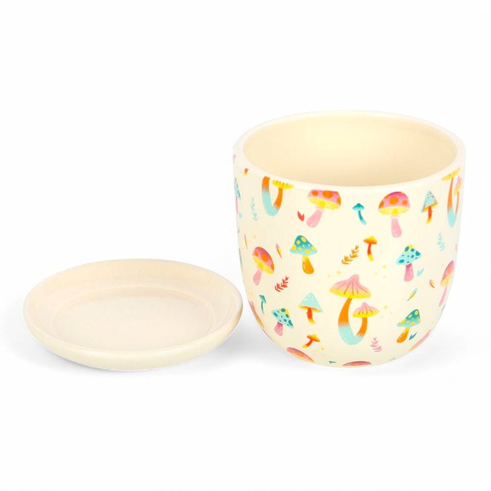 Funky Fungi Mushroom Print Plant Pot with Saucer - The Fashion Gift Shop Pots and Planters by Funky Fungi