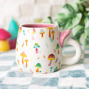 The Fashion Gift Shop: Mushroom Print Ceramic Mug with Funky Mushroom Handle by Funky Fungi, Mugs and Cups