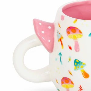 The Fashion Gift Shop: Mushroom Print Ceramic Mug with Funky Mushroom Handle by Funky Fungi, Mugs and Cups