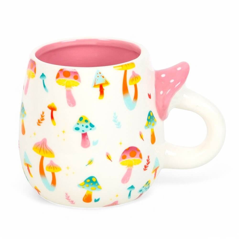 Mushroom Print Ceramic Mug with Funky Mushroom Handle by Funky Fungi