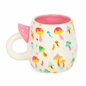 The Fashion Gift Shop: Mushroom Print Ceramic Mug with Funky Mushroom Handle by Funky Fungi, Mugs and Cups