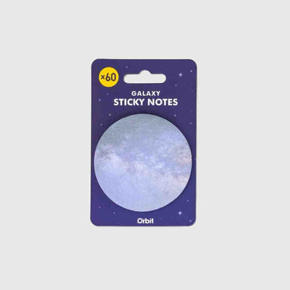 GALAXY sticky notes pack featuring a purple planet on a dark space card