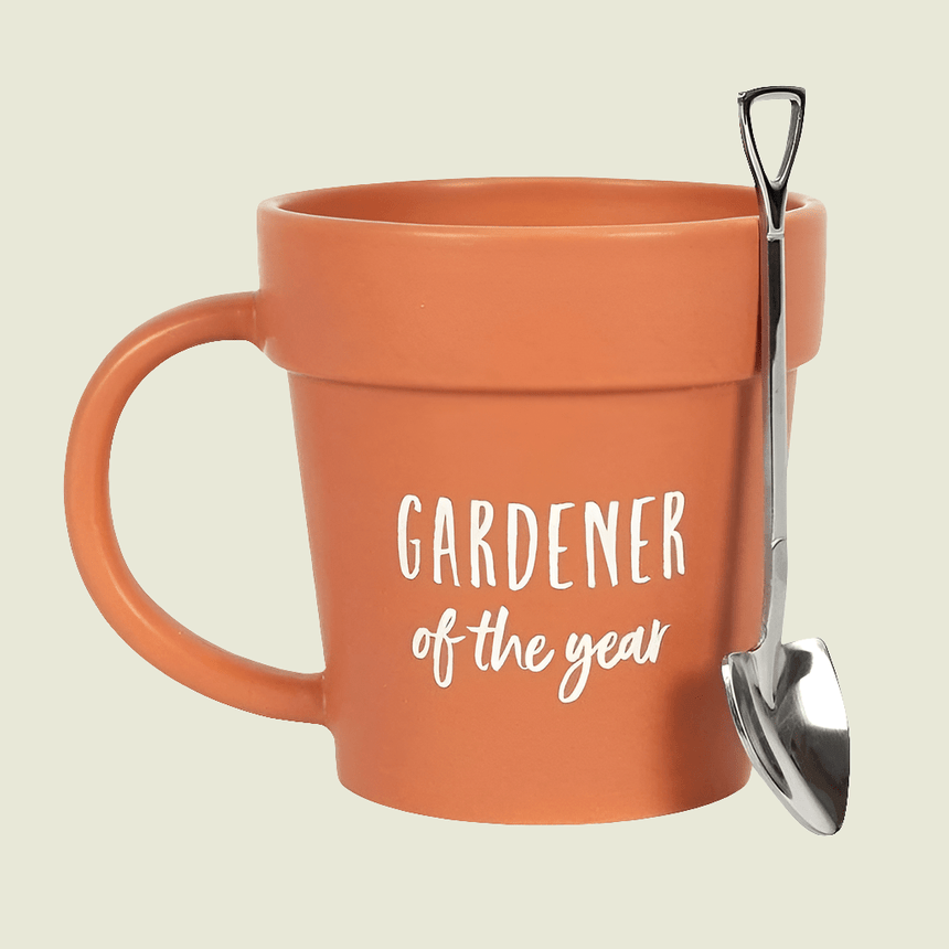 The Fashion Gift Shop: Gardener Of The Year Novelty Mug and Shovel Spoon Gift Set by Jones Home & Gifts, Mugs and Cups