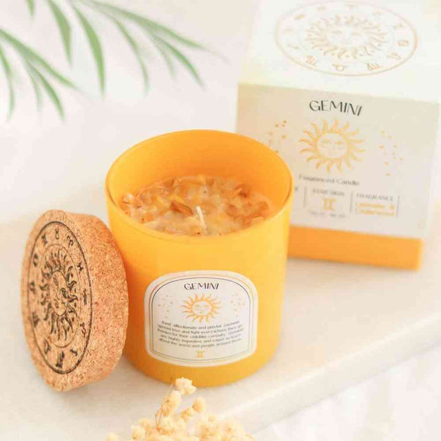 The Fashion Gift Shop: Gemini Lavender & Cedarwood Gemstone Zodiac Candle by Jones Home & Gifts, Candles