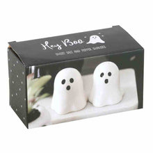 Halloween ghost salt and pepper shaker set of 2 in gift box, white ghosts
