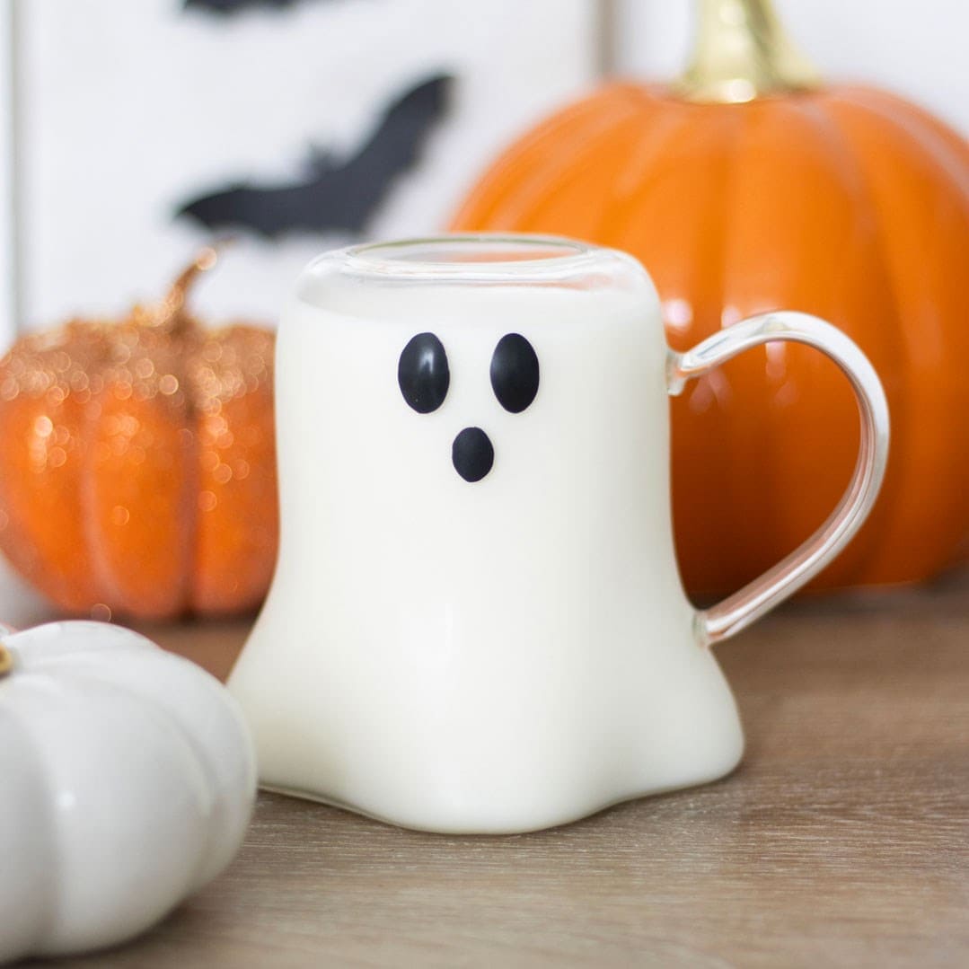 Ghost Shaped Glass Clear Mug, Halloween Season - Mugs and Cups by Spirit of equinox