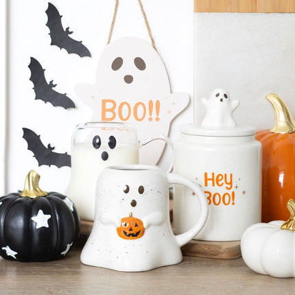 Ghost Shaped Glass Clear Mug, Halloween Season - Mugs and Cups by Spirit of equinox