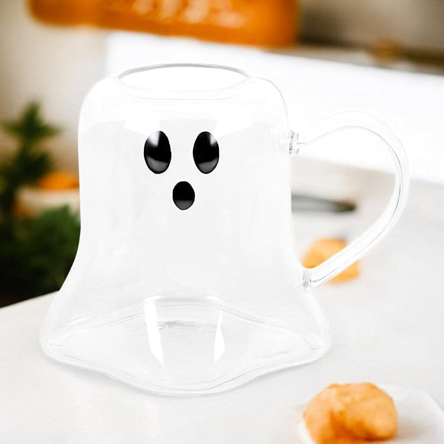 Ghost Shaped Glass Clear Mug, Halloween Season - Mugs and Cups by Spirit of equinox