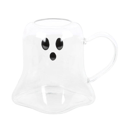 Ghost Shaped Glass Clear Mug, Halloween Season - Mugs and Cups by Spirit of equinox