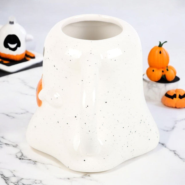 Ghost Shaped Mug with Pumpkin, Peekaboo. Halloween Mugs - Mugs and Cups by Spirit of equinox