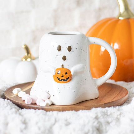 Ghost Shaped Mug with Pumpkin, Peekaboo. Halloween Mugs - Mugs and Cups by Spirit of equinox