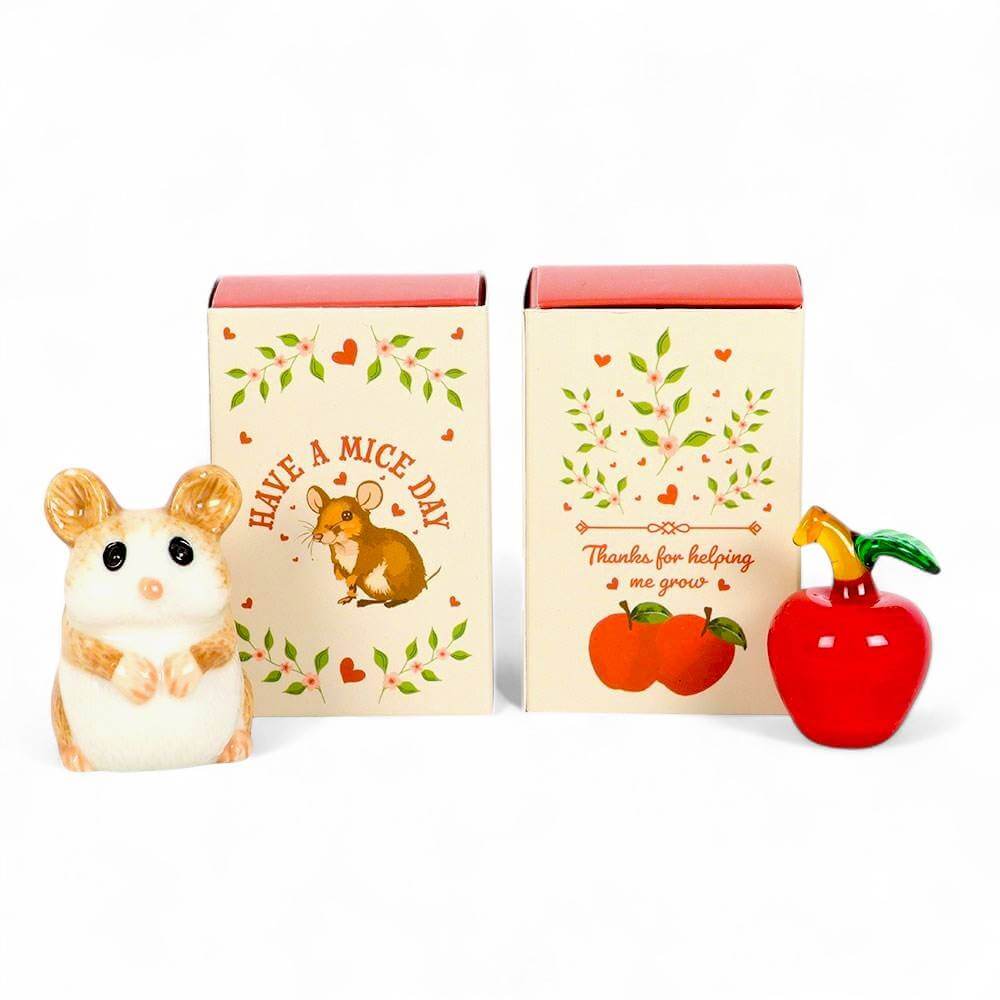 The Fashion Gift Shop: Glass Apples and Mouse in a Matchbox, Token Gifts for Teachers, Friends ideal Keepsake by Jones Home & Gifts, Token Gifts