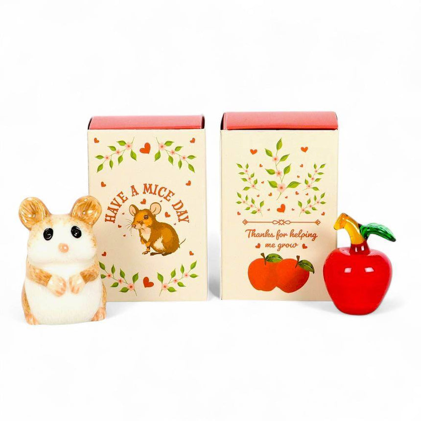 The Fashion Gift Shop: Glass Apples and Mouse in a Matchbox, Token Gifts for Teachers, Friends ideal Keepsake by Jones Home & Gifts, Token Gifts