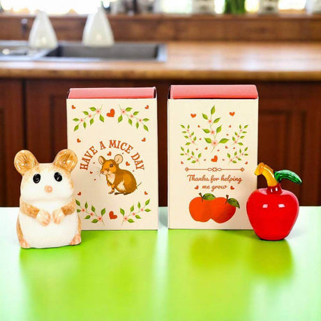 The Fashion Gift Shop: Glass Apples and Mouse in a Matchbox, Token Gifts for Teachers, Friends ideal Keepsake by Jones Home & Gifts, Token Gifts