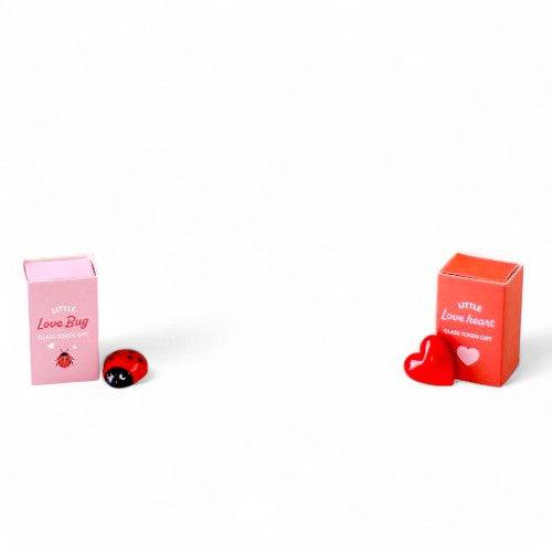 Glass Love Bug and Heart Tokens Gifts For Valentines - Token Gifts by Jones Home & Gifts