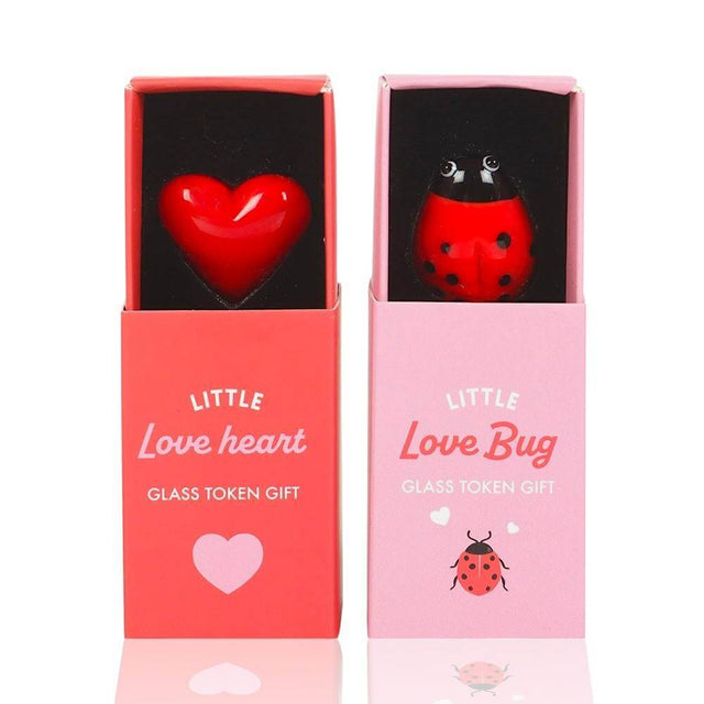 The Fashion Gift Shop: Glass Love Bug and Heart Tokens Gifts For Valentines by Jones Home & Gifts, Token Gifts