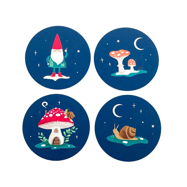 Gnome Sweet Gnome Coaster Set - Tea Coasters by Spirit of equinox