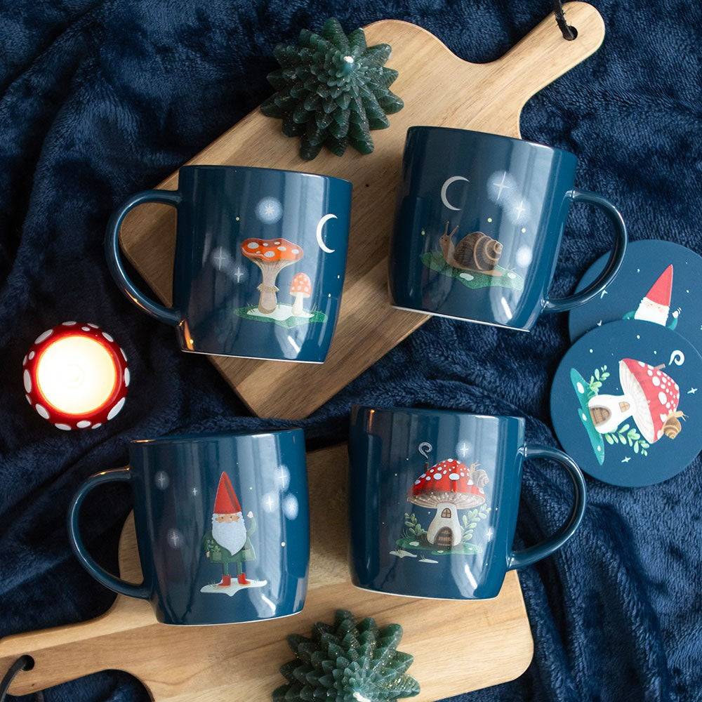 Gnome Sweet Gnome - Toadstool, Mushroom and a Charming Snail Mugs - Mugs and Cups by Jones Home & Gifts