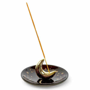 The Fashion Gift Shop: Gold Crescent Moon Incense Stick Holder with Star Detail by Jones Home & Gifts, Incense Holders