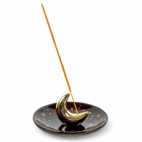 The Fashion Gift Shop: Gold Crescent Moon Incense Stick Holder with Star Detail by Jones Home & Gifts, Incense Holders