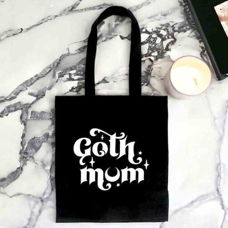 The Fashion Gift Shop: Goth Mum Polycotton Tote Bag Stylish Black Canvas Bag by Spirit of equinox, Lunch Boxes & Totes
