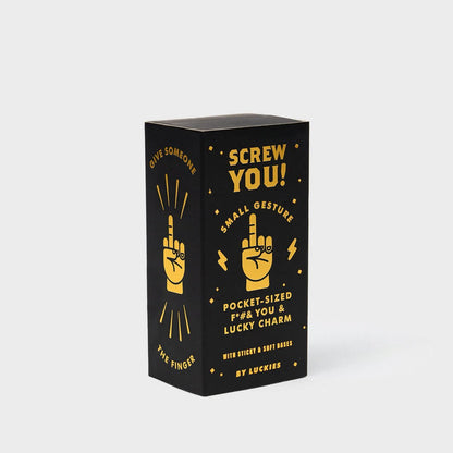 Golden middle-finger hand gesture charm gift box