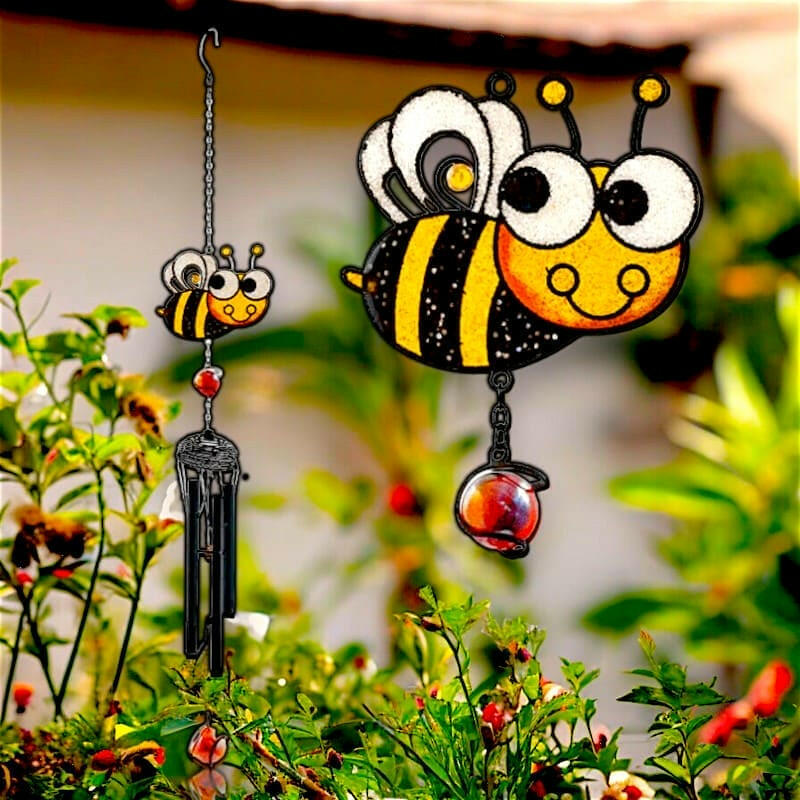 Happy Bee Wind Chime Hanging Decor  Jones Home & Gifts  The Fashion Gift Shop .